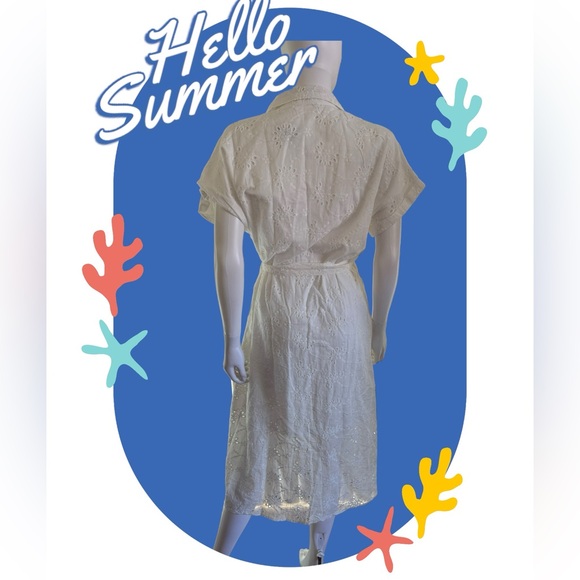 Sinsay White Cotton Midi Dress With Cutout Details Size Large - Picture 4 of 6